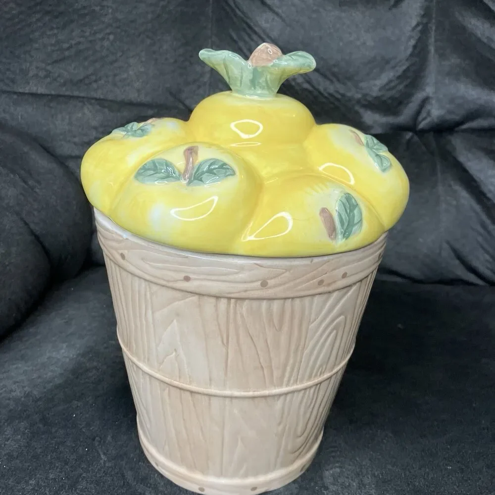 PFALTZGRAFF Ceramic Canister Golden Delicious Apples Cookie Jar Vintage
